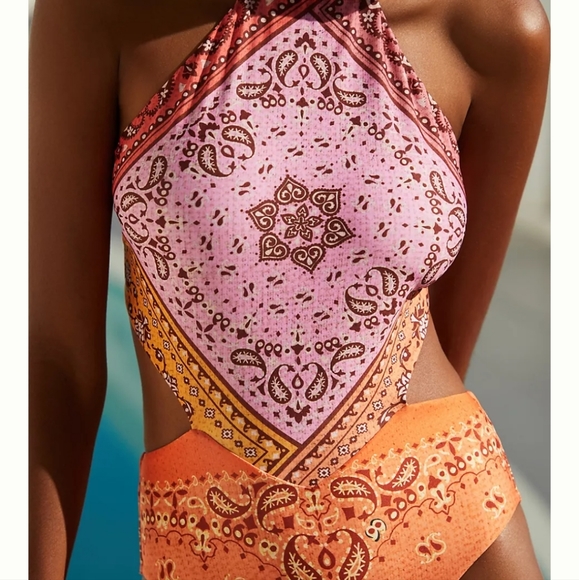 SOLD Farm Rio Halter Cutout Swimsuit - Picture 6 of 13